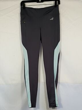 EUC bcg Running Gray Leggings with Mint Side Panels Women's Size Small Workout